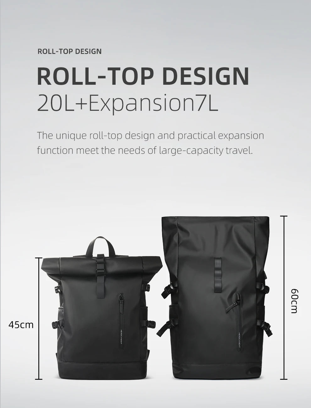 Sac à dos de voyage extensible HK pour homme - Sac à dos de grande capacité, étanche, pour ordinateur portable 15.6", sac de randonnée, sac à dos de cyclisme, avec port USB - La Maison Cozy