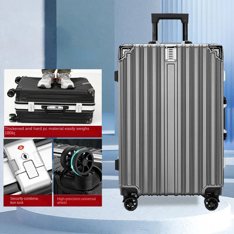 Valise Nouveau Modèle avec Cadre en Aluminium – Luggage à Roulettes Durable avec Charge USB, Sac de Voyage Unisexe, Trolley de Boarding, Fermeture Éclair - La Maison Cozy