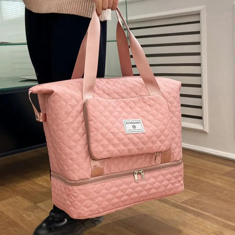 Sac de Voyage à Grande Capacité pour Femmes - Sac de Sport Léger avec Motif Argyle, Sac de Week-end et Gym - La Maison Cozy