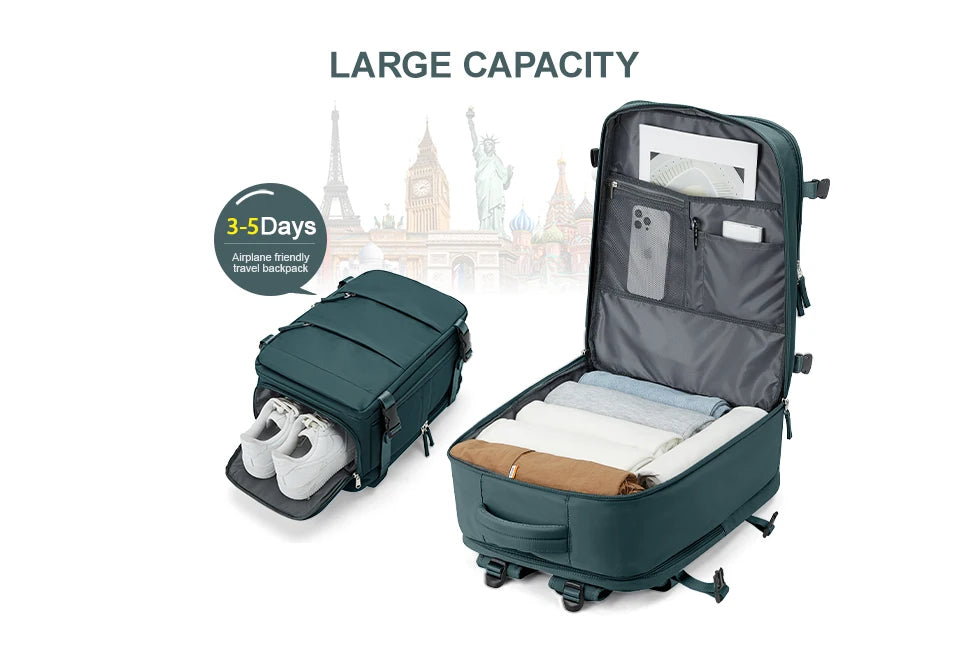 Sac à dos de voyage cabine - Compatible EasyJet 45x36x20 cm et Ryanair 40x20x25 cm, sac de voyage pour hommes et femmes, avec compartiment pour ordinateur portable - La Maison Cozy