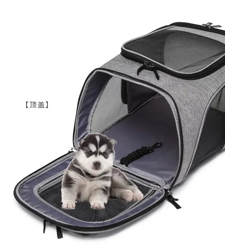 Sac à Dos pour Animaux de Compagnie - Sac Extensible pour Chiot, Sac à Grande Capacité, Sac à Dos Respirant et Portable pour Chat et Chien, Sac Pliable - La Maison Cozy