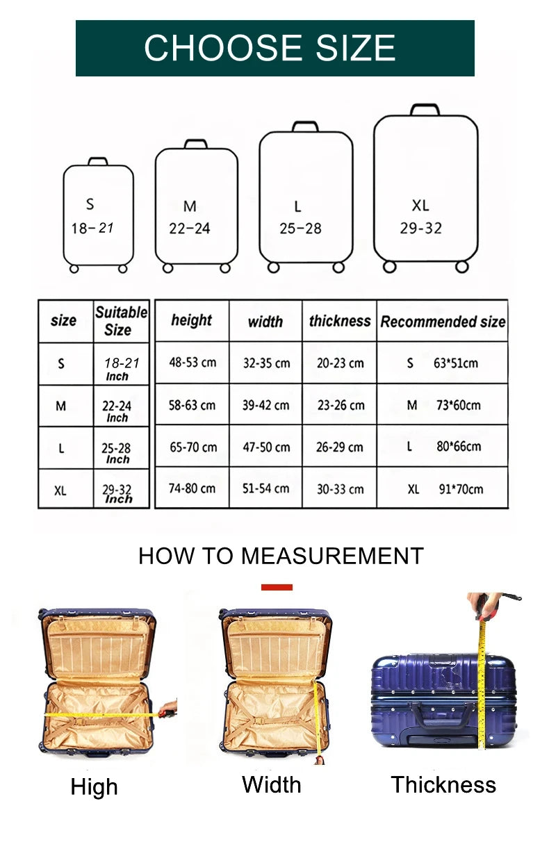 Housse Protectrice Élastique Épaisse pour Valise - Motif Dessin Animé, Adaptée aux Valises de 18 à 32 Pouces, Housse avec Fermeture Éclair, Accessoire de Voyage - La Maison Cozy