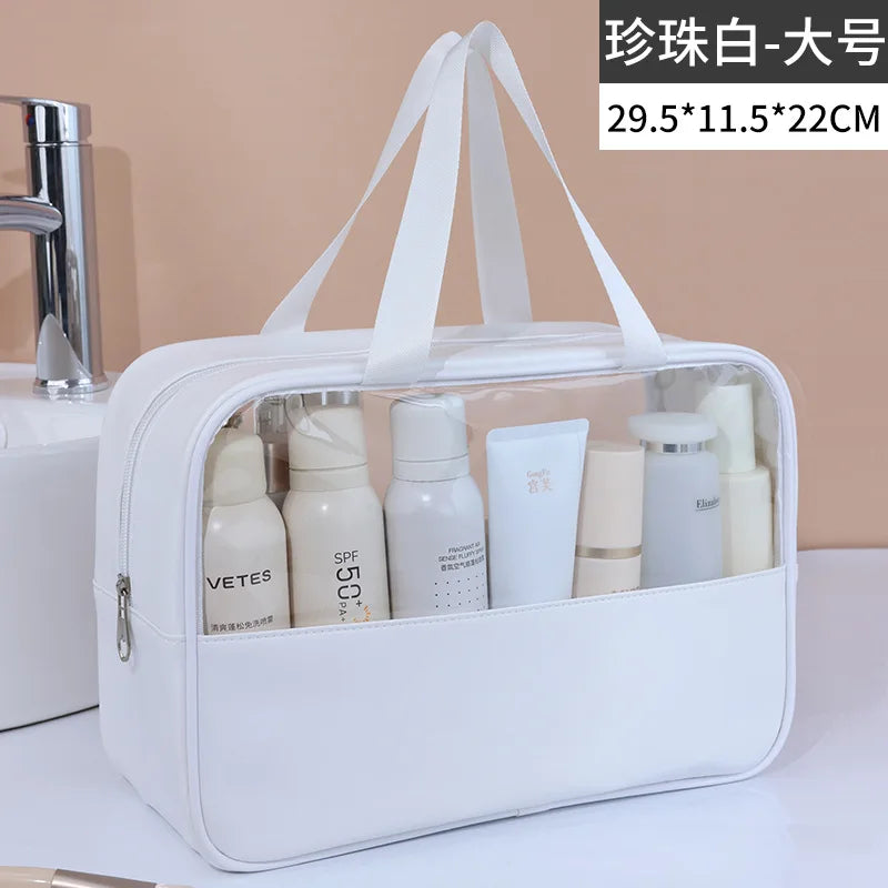 Trousse de Toilette Transparente pour Femme - Grand Format Étanche et Multifonctionnel - La Maison Cozy