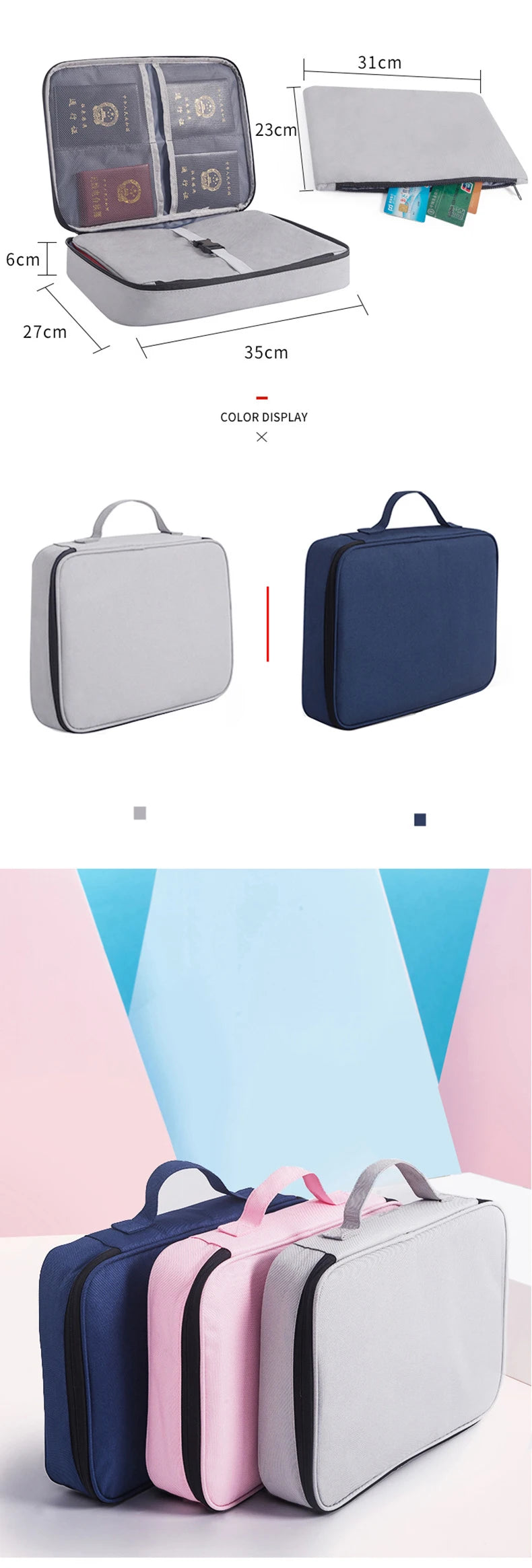 Organisateur de Documents – Porte-Documents A4, Sac Homme/Femme, Étui de Rangement, Porte-Passeport, Organisateur Fonctionnel - La Maison Cozy