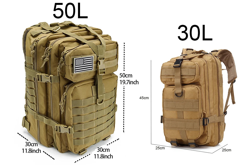 Sac à dos tactique QT&QY 30/45L pour homme - Sac de randonnée, sac de survie extérieur, sac de trekking et de chasse, pack d’assaut 3P, sac EDC avec système MOLLE - La Maison Cozy