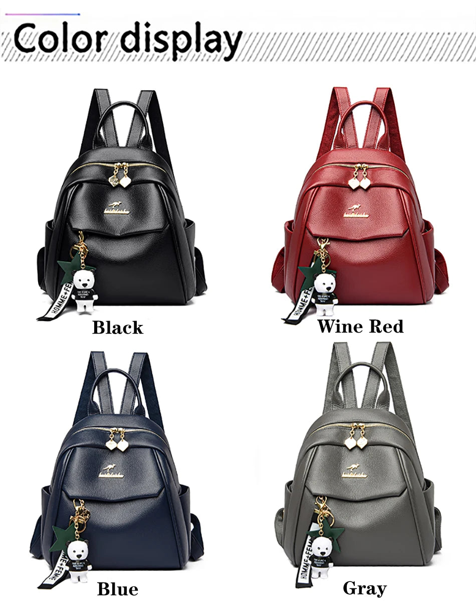 Sac à Dos Femme en Cuir de Qualité - Sac à Dos Casual, Sac à Dos Vintage Noir, Sac Scolaire pour Filles, Sac à Dos de Jour, Mochila Rucksack - La Maison Cozy