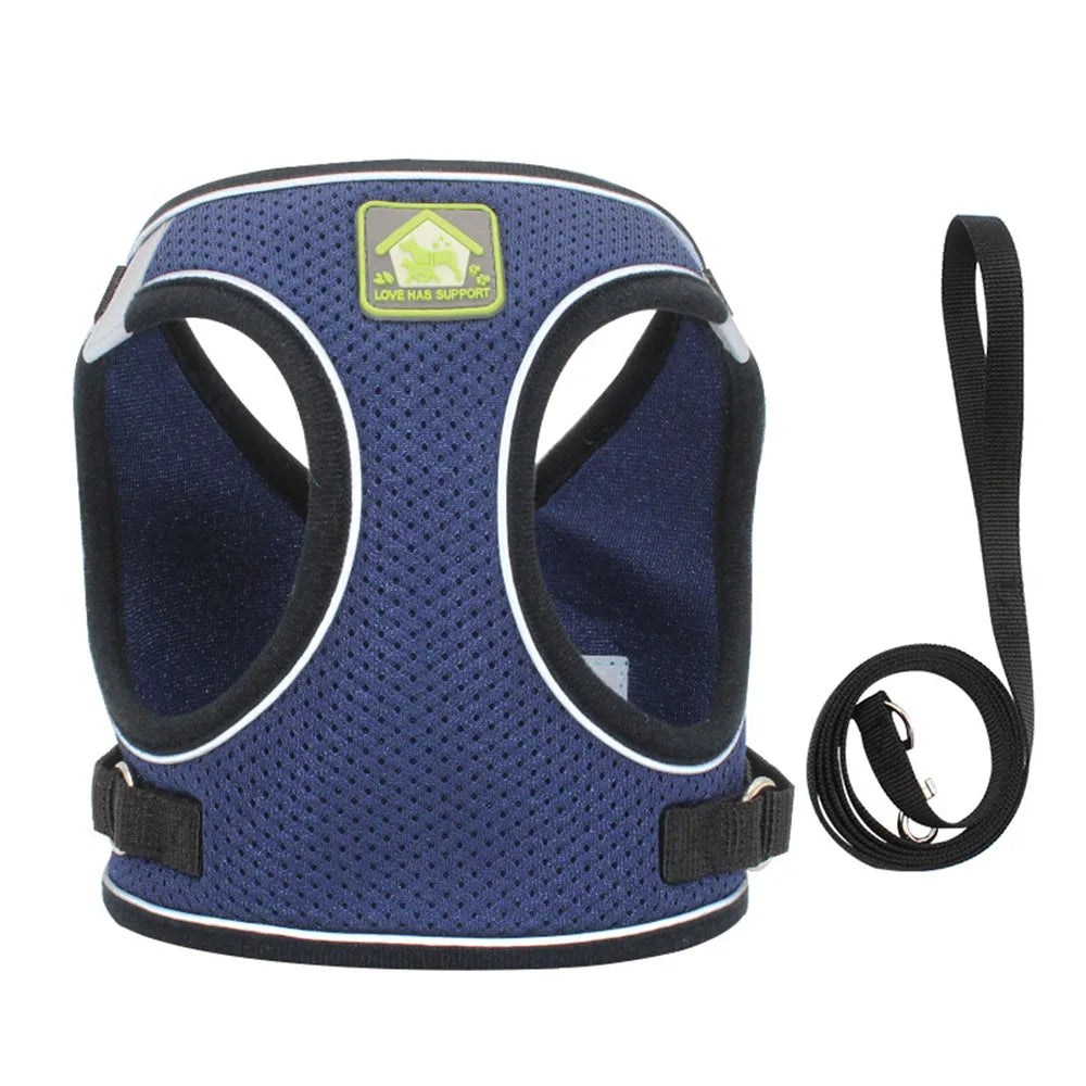 Harnais et Laisse Ajustables Respirants pour Chiens et Chats - Gilet Anti-Évasion pour Chat et Chien, Collier Réfléchissant pour Chat et Laisse pour Chiot et Chaton - La Maison Cozy