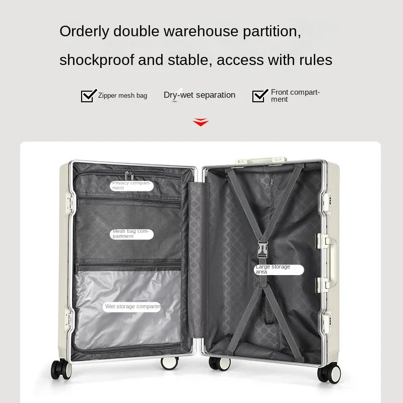 Valise de Voyage Multifonction 20/24 pouces - Cadre en Aluminium avec Porte-Gobelet USB - La Maison Cozy