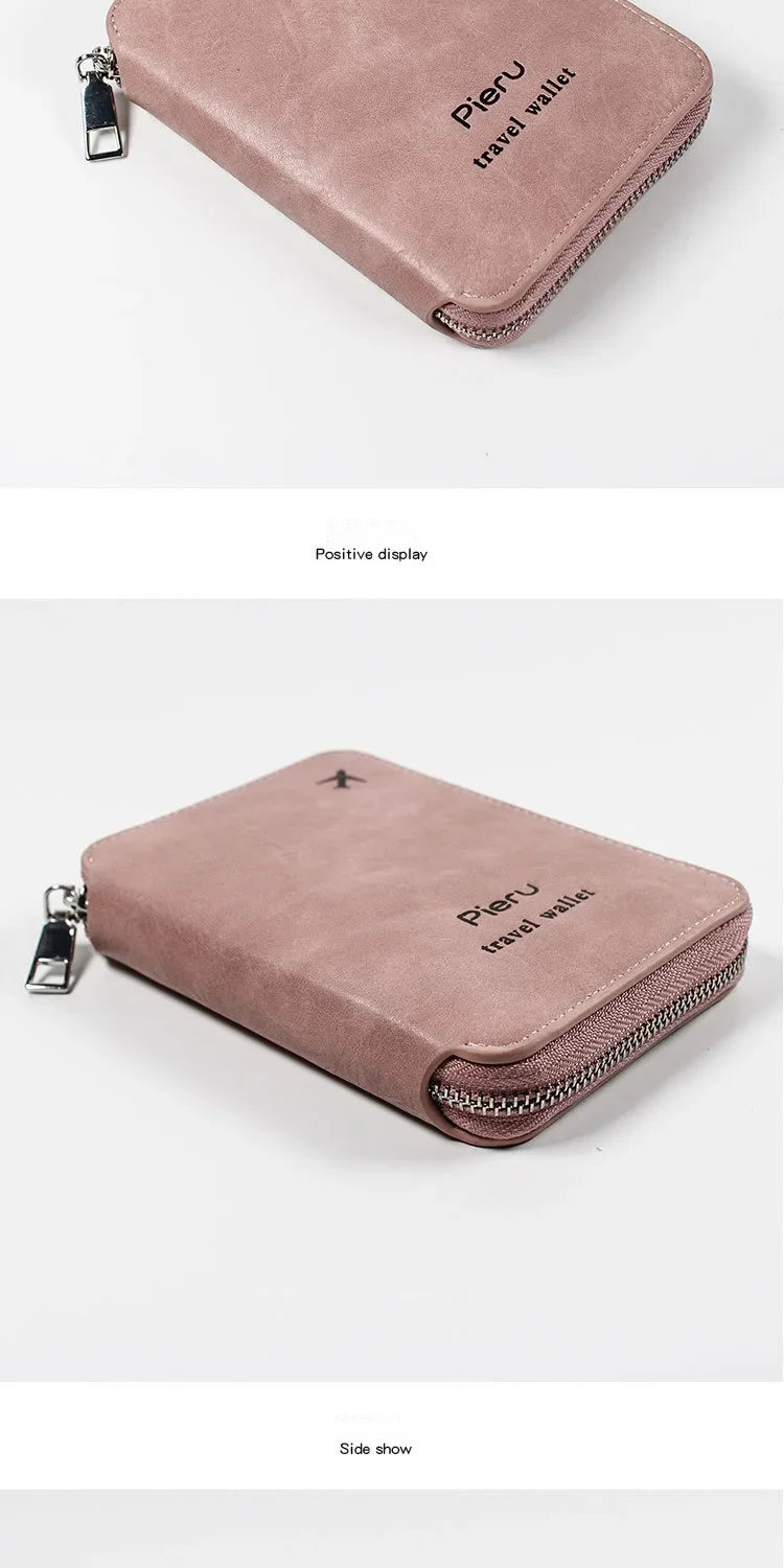 Porte-Passeport RFID Multifonction Anti-Vol – Pochette de Voyage avec Fermeture Éclair et Rangement en Cuir - La Maison Cozy