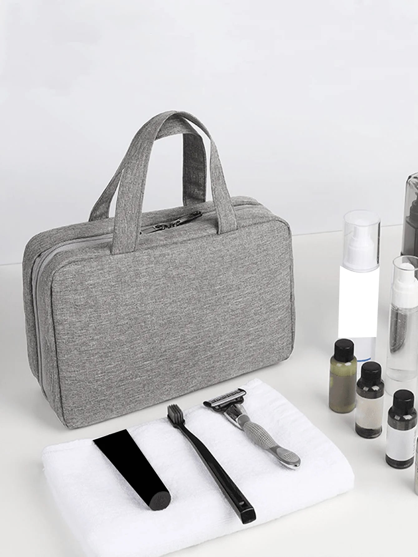 Trousse de Toilette Multifonction Pliable - Séparation Sec/Mouillé, Rangement Cosmétique pour Femmes et Filles en Voyage - La Maison Cozy