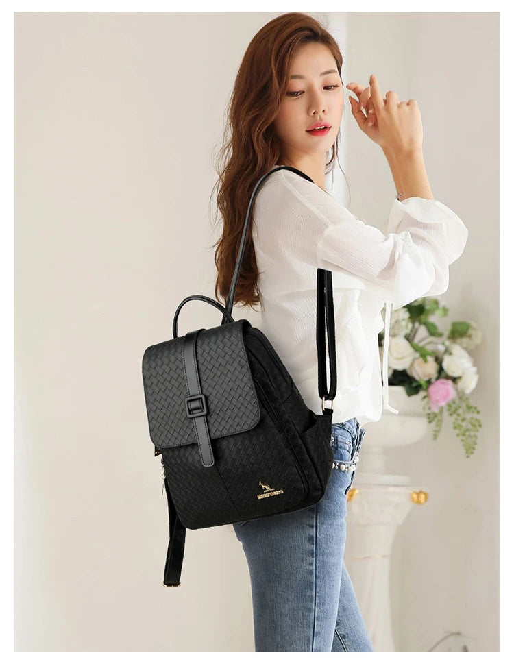 Sac à Dos Femme en Cuir Souple - Sac à Dos Vintage Noir, Sac à Dos Scolaire pour Filles, Sac à Dos Casual pour Voyage, Sac à Dos de Jour - La Maison Cozy