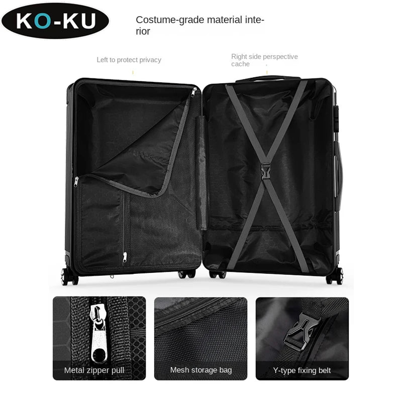 KO-KU 2024 Valise avec Cadre en Aluminium – Trolley Case avec Roues Universelles, 20-28 Pouces - La Maison Cozy