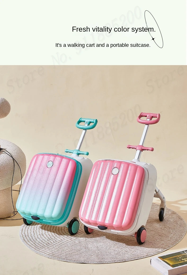 Nouvelle Valise Cartoon pour Enfants avec Fonction de Siège – Valise de Voyage 20 Pouces, ABS + PC, Trolley pour Bébé avec Roues Universelles Silencieuses - La Maison Cozy