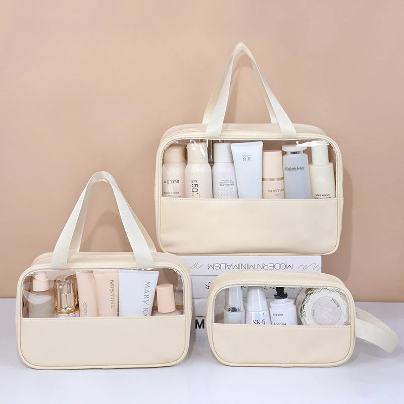 Trousse de Toilette Transparente pour Femme - Grand Format Étanche et Multifonctionnel - La Maison Cozy