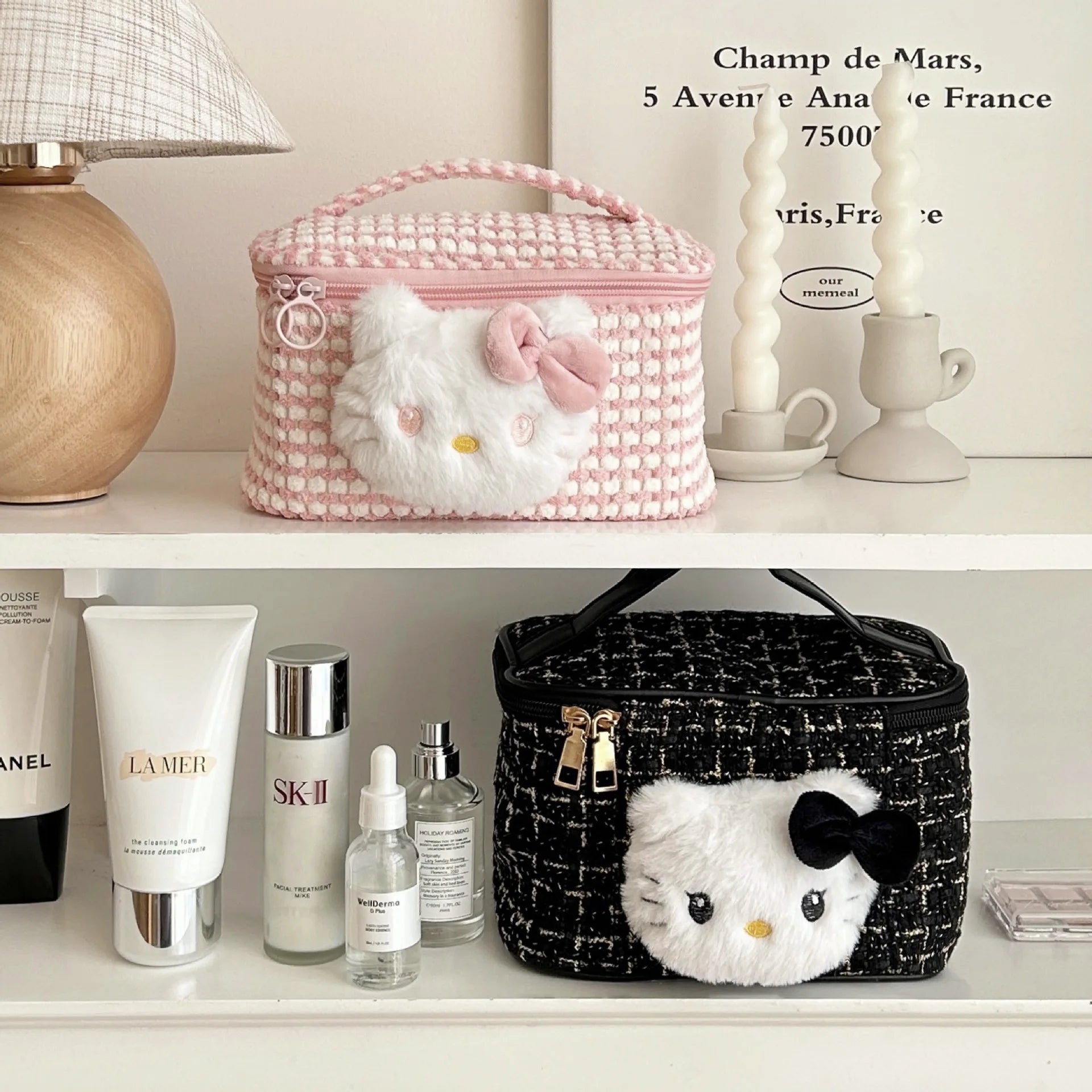 Trousse de Maquillage Mignonne pour Femmes, Sac de Rangement Portable à Grande Capacité, Sac de Voyage pour Soins Personnels - La Maison Cozy