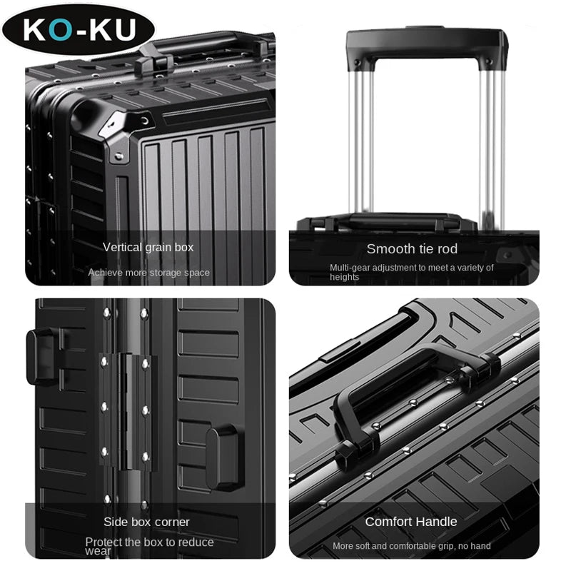 KO-KU 2024 Valise avec Cadre en Aluminium – Trolley Case avec Roues Universelles, 20-28 Pouces - La Maison Cozy