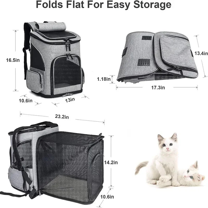 Sac à Dos pour Animaux de Compagnie - Sac Extensible pour Chiot, Sac à Grande Capacité, Sac à Dos Respirant et Portable pour Chat et Chien, Sac Pliable - La Maison Cozy