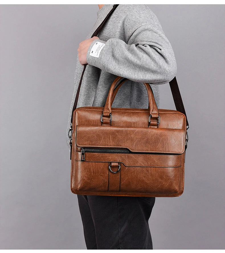 Sac en Cuir pour Hommes - Sacoche de Bureau, Portefeuille pour Ordinateur Portable - La Maison Cozy