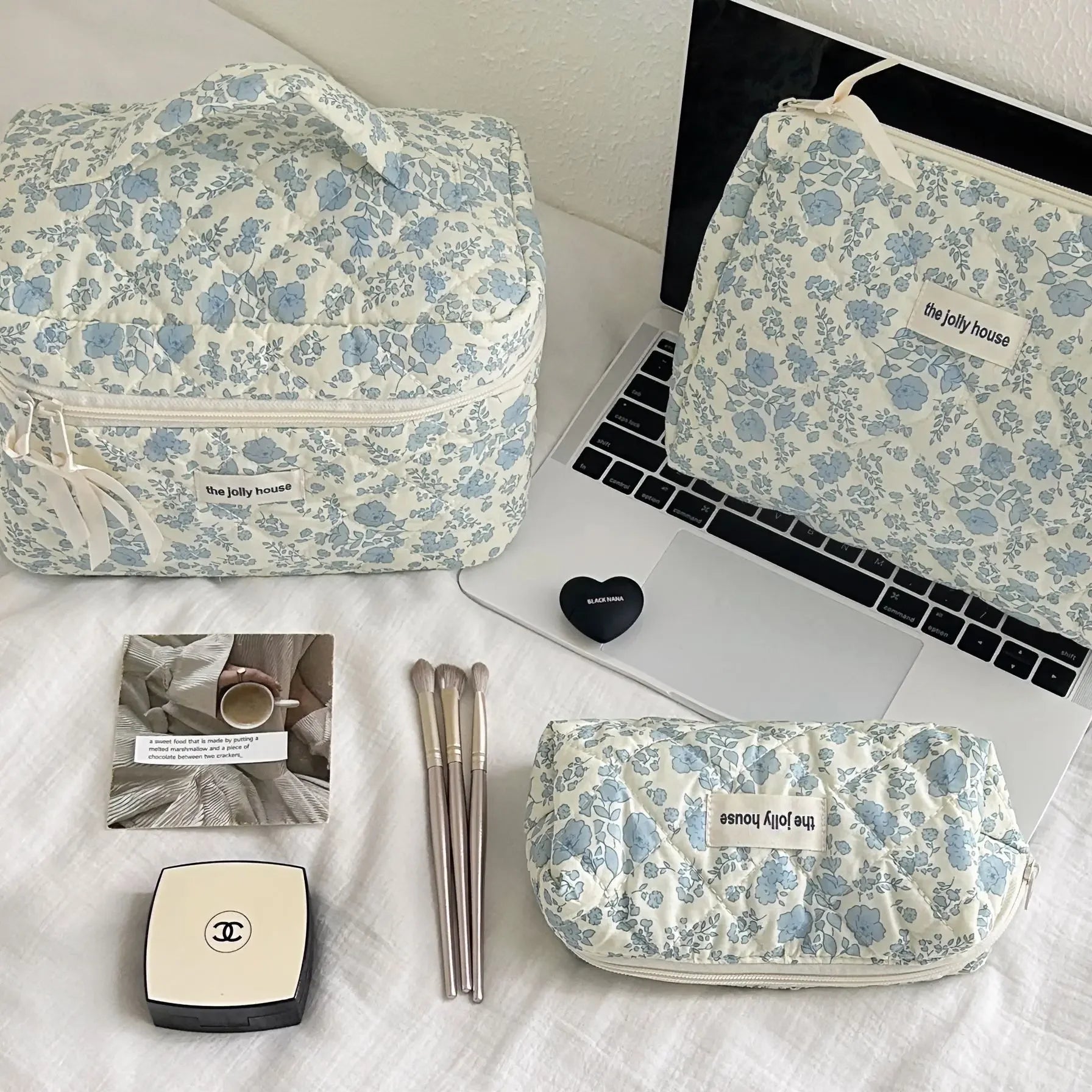 Grande Trousse de Maquillage à Motifs Floraux - Capacité Spacieuse et Portable - La Maison Cozy