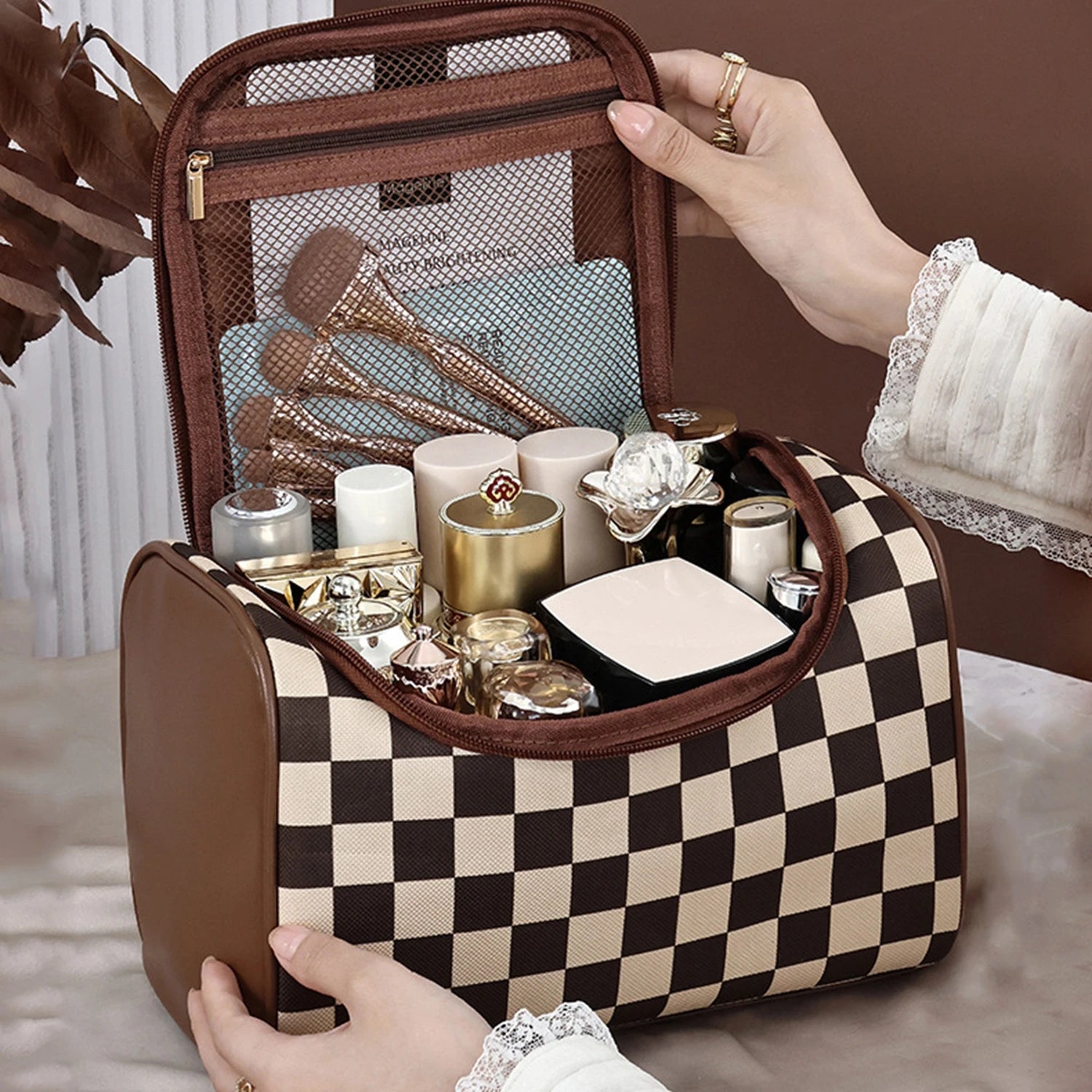 Trousse de Maquillage PU pour Femmes - Grande Capacité et Étanche - La Maison Cozy