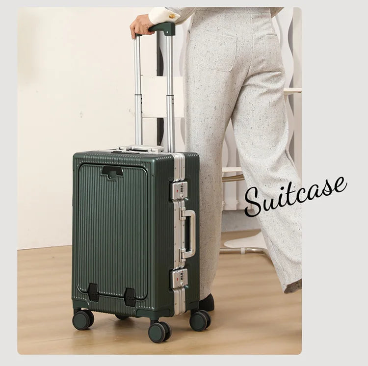 Valise de Voyage Multifonction 20/24 pouces - Cadre en Aluminium avec Porte-Gobelet USB - La Maison Cozy