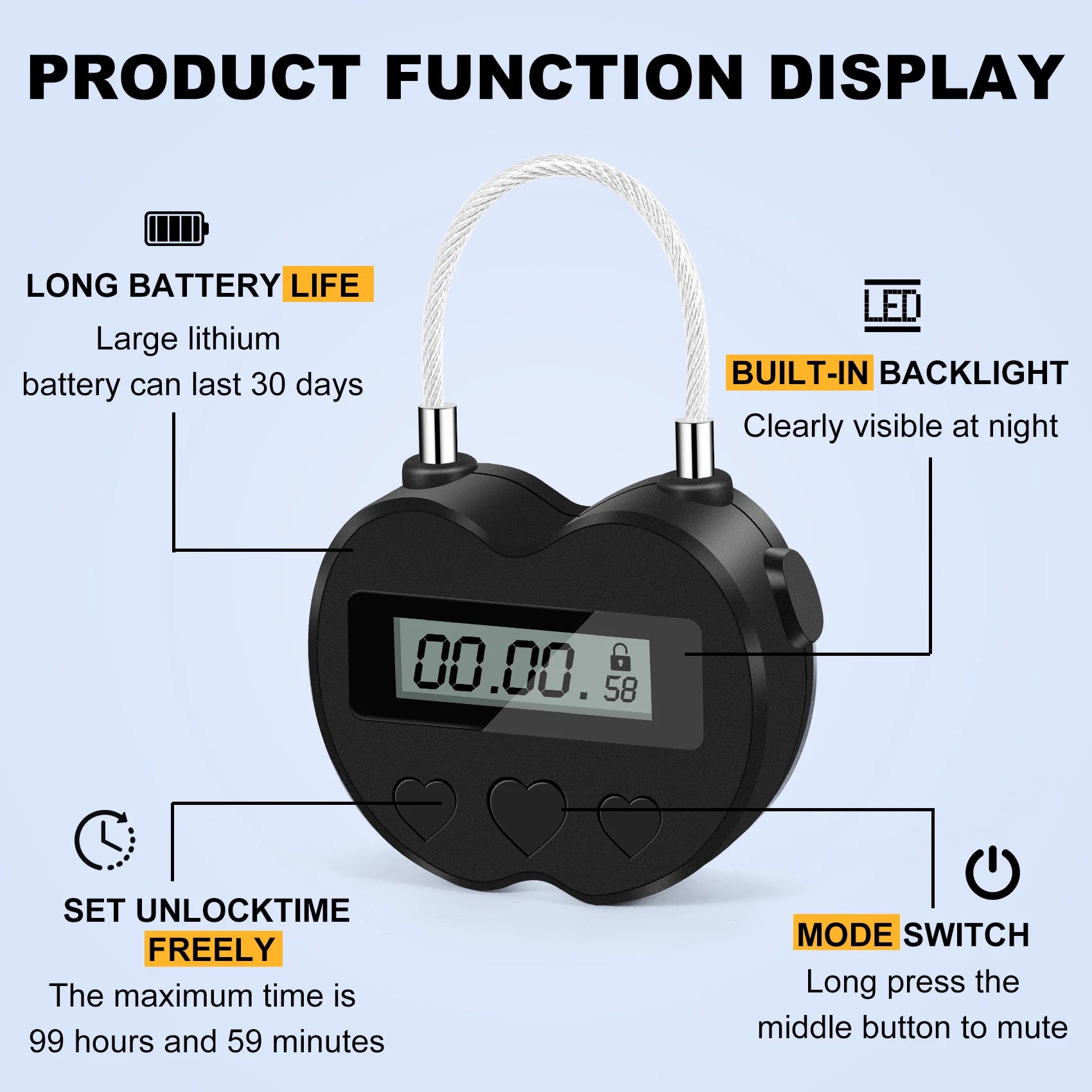 Cadenas Intelligent à Affichage LCD - Cadenas Électronique Multifonction avec Verrouillage Temporaire, Étanche et Rechargeable par USB - La Maison Cozy