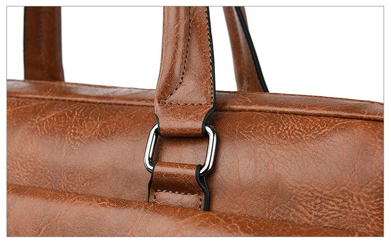 Sac en Cuir pour Hommes - Sacoche de Bureau, Portefeuille pour Ordinateur Portable - La Maison Cozy