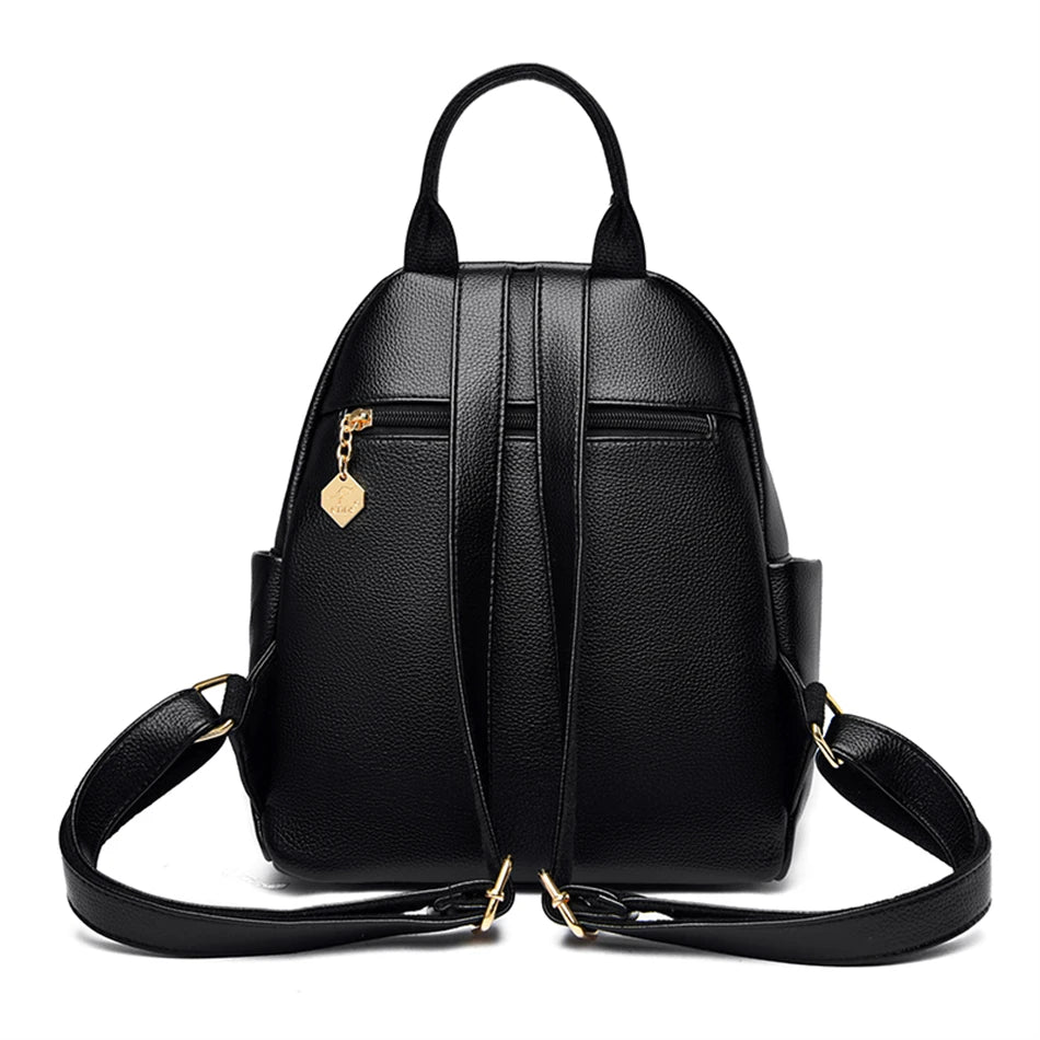 Sac à Dos Femme en Cuir de Qualité - Sac à Dos Casual, Sac à Dos Vintage Noir, Sac Scolaire pour Filles, Sac à Dos de Jour, Mochila Rucksack - La Maison Cozy