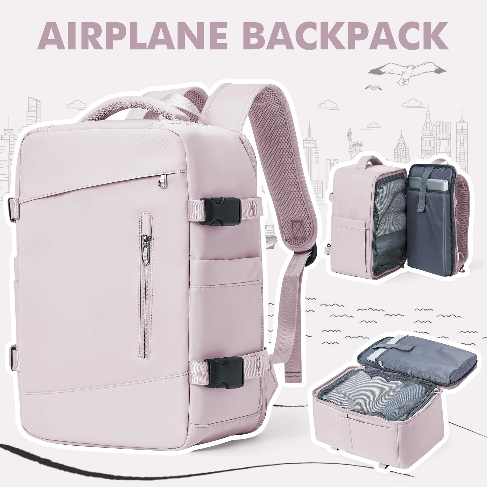 Sac à dos de voyage pour femme - Sac cabine compatible Ryanair 40x20x25 cm, sac de voyage avion pour hommes et femmes, compatible Wizzair, avec compartiment pour ordinateur portable - La Maison Cozy